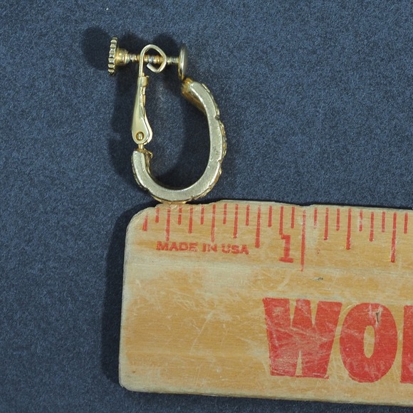 Vintage Napier Clip On Hoop Earrings Gold Tone Textured Screw Back MCM Classic - Picture 3 of 13